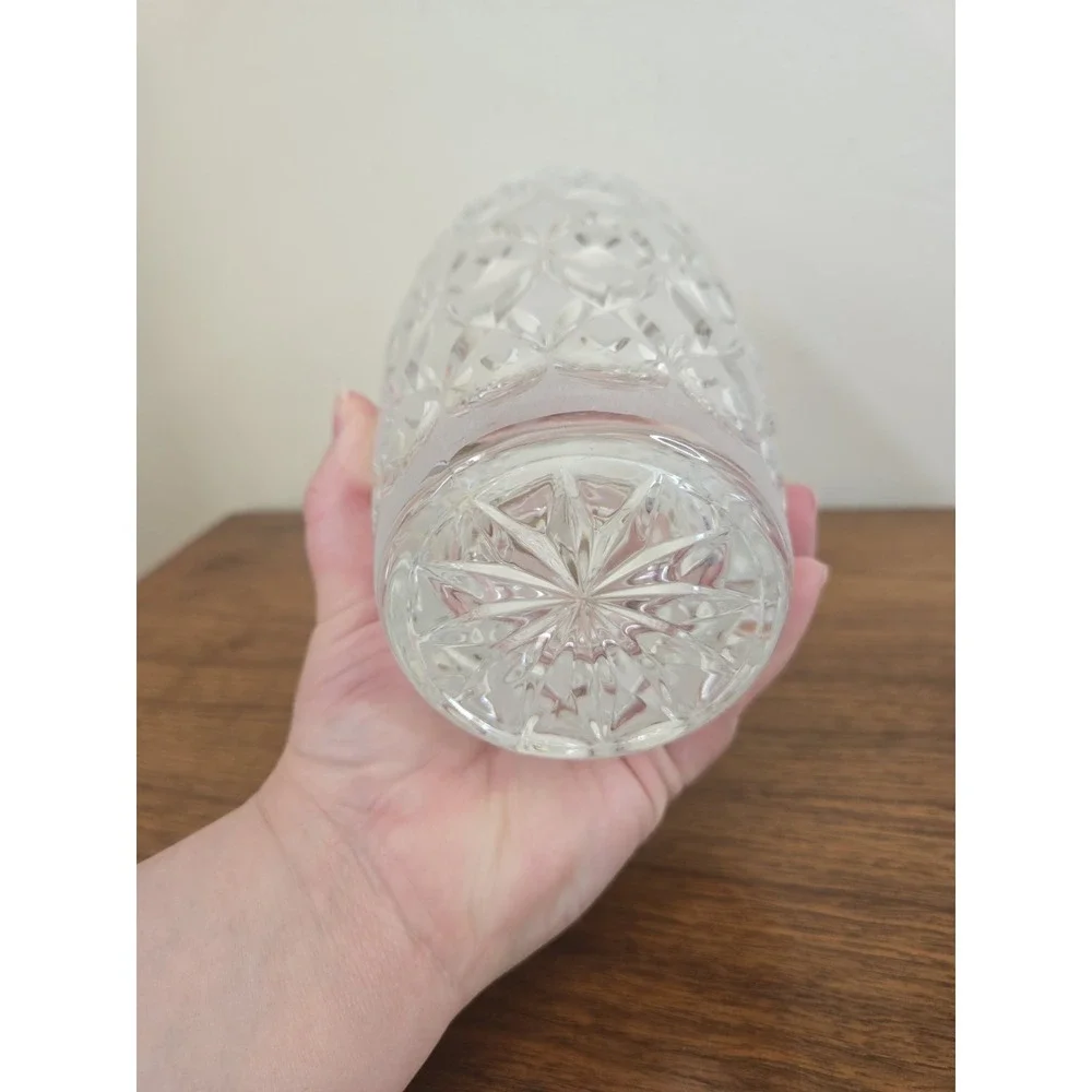 Vintage West Germany Crystal Vase 24% Lead Bavaria Scalloped Diamond Cut Clear